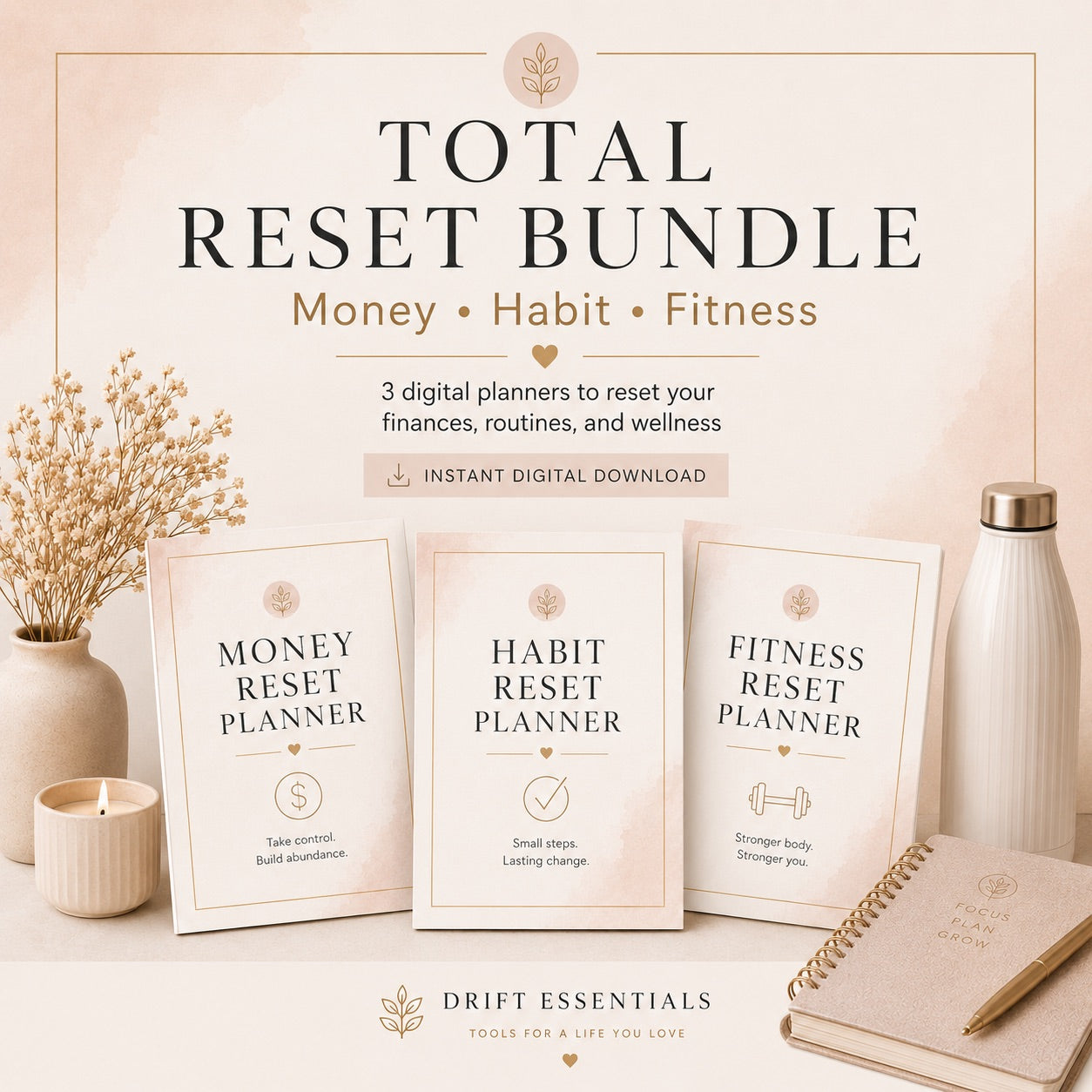 Total Reset Bundle | Money, Habit & Fitness Digital Planners