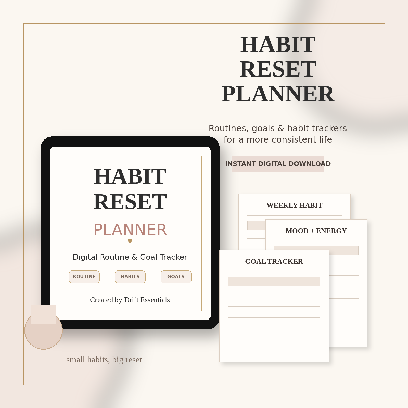 Habit Reset Planner | Digital Routine & Goal Tracker